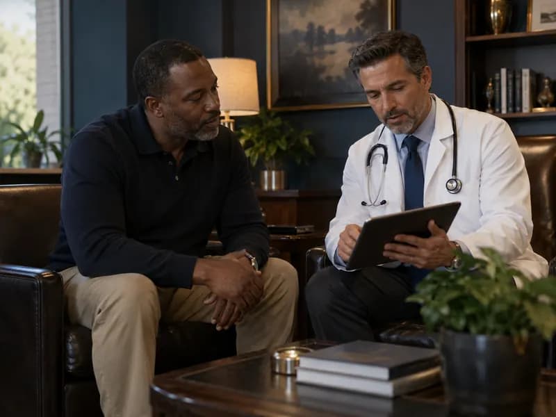 A physician and a patient in a private consultation