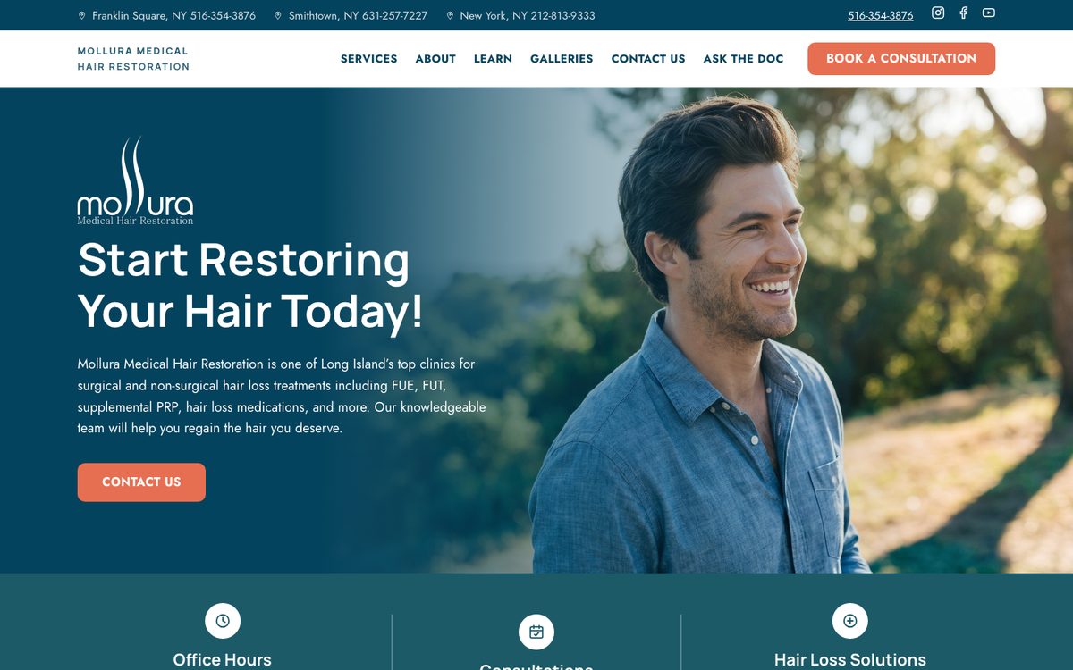 Mollura Medical Hair Restoration homepage