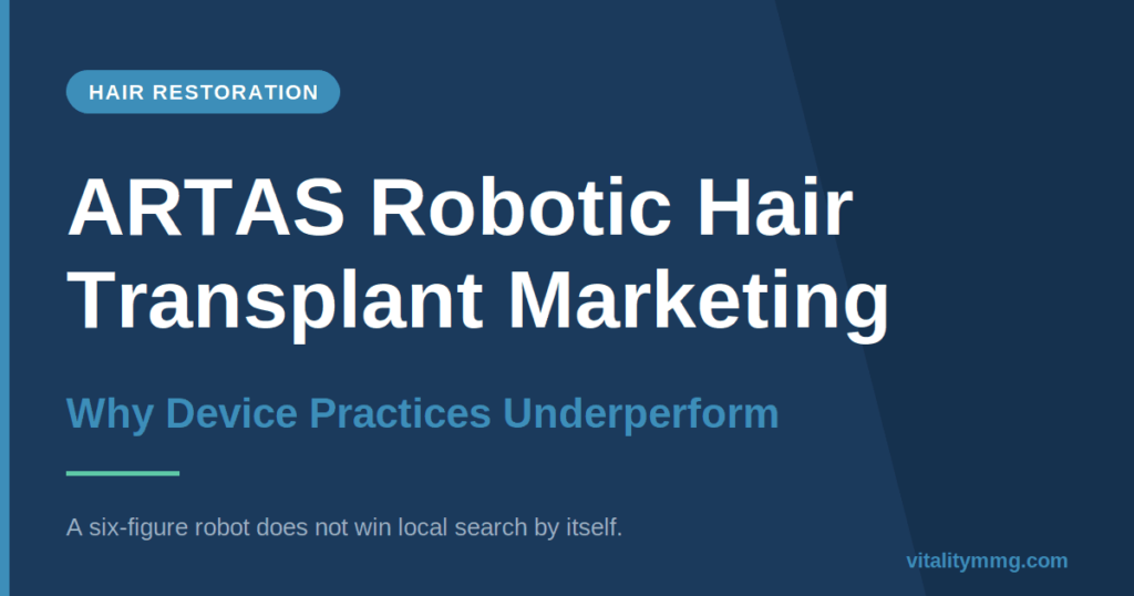 ARTAS robotic hair transplant marketing: why device practices underperform on lead generation