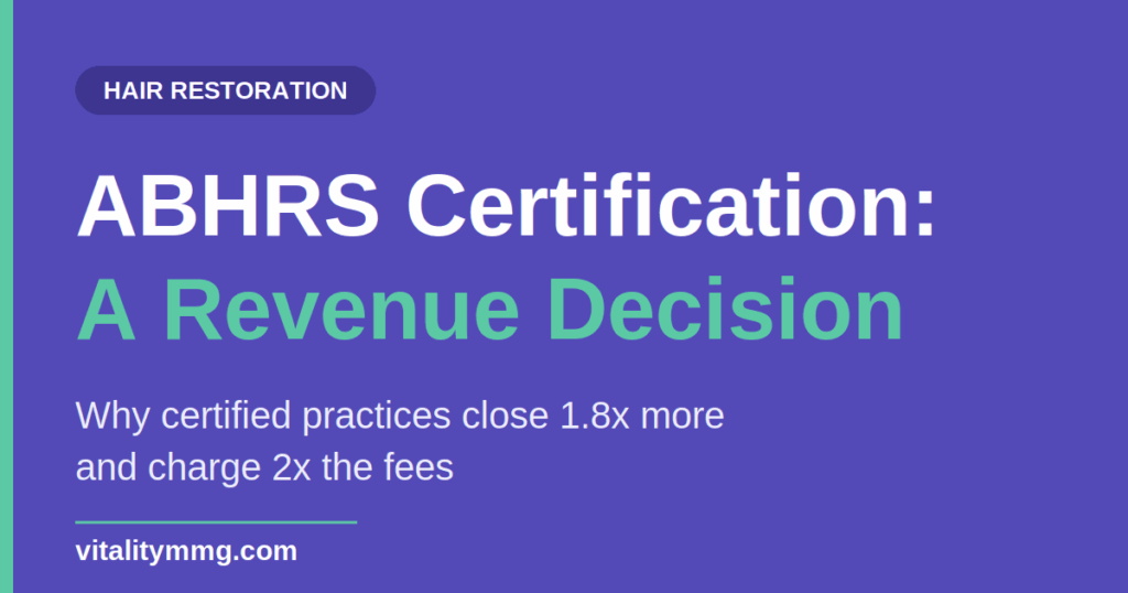 ABHRS certification revenue advantage for hair restoration practices