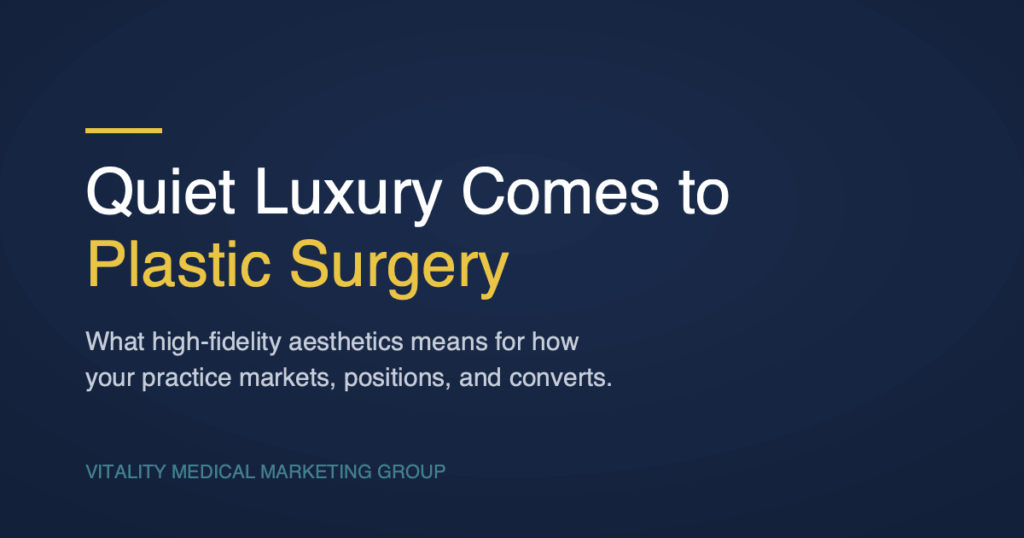 Quiet luxury comes to plastic surgery, VMMG marketing guide featured graphic