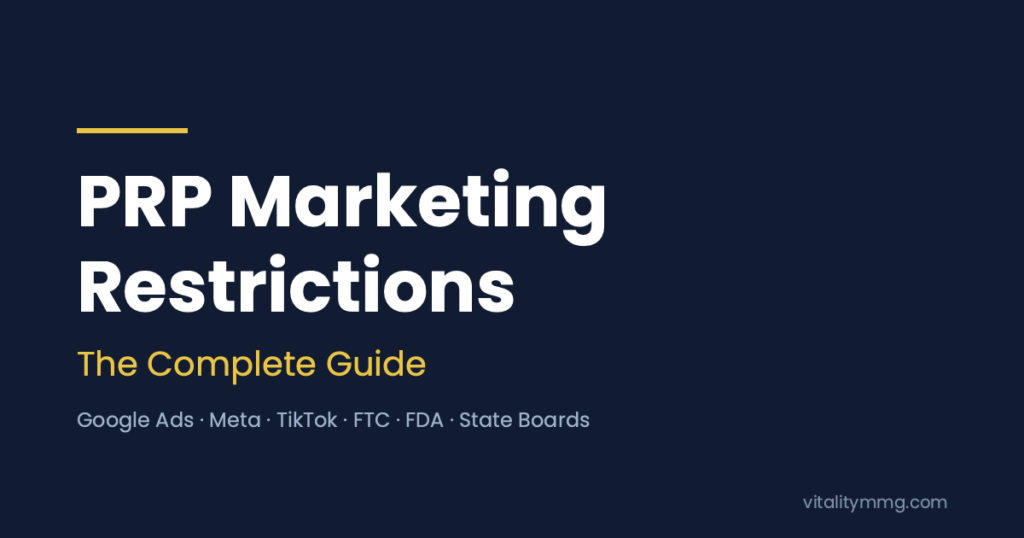 PRP Marketing Restrictions: The Complete Guide cover graphic on navy background